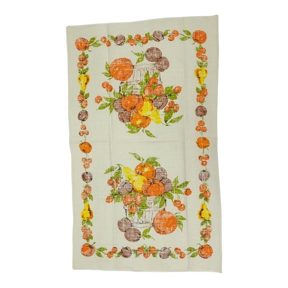 Belcrest Prints Tea Towel Fruit Bowl Pears Apple Strawberries Linen NOS Lot of 4 - Picture 4 of 9